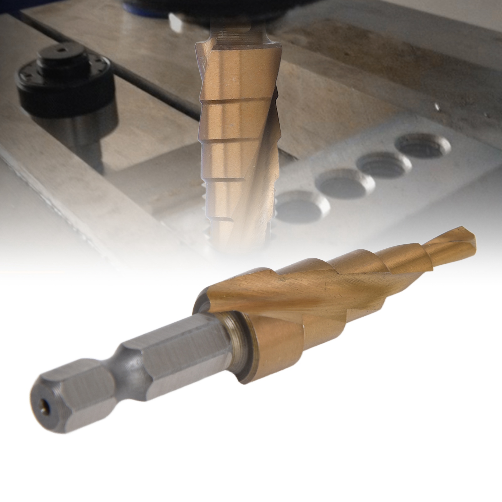 Sechskant-stufenbohrer Mit Spiralnut Aus Schnellarbeitsstahl Von 4 Bis 12 Mm Zum Zentrieren, Bohren Und Reiben, Pagodenbohrer.
