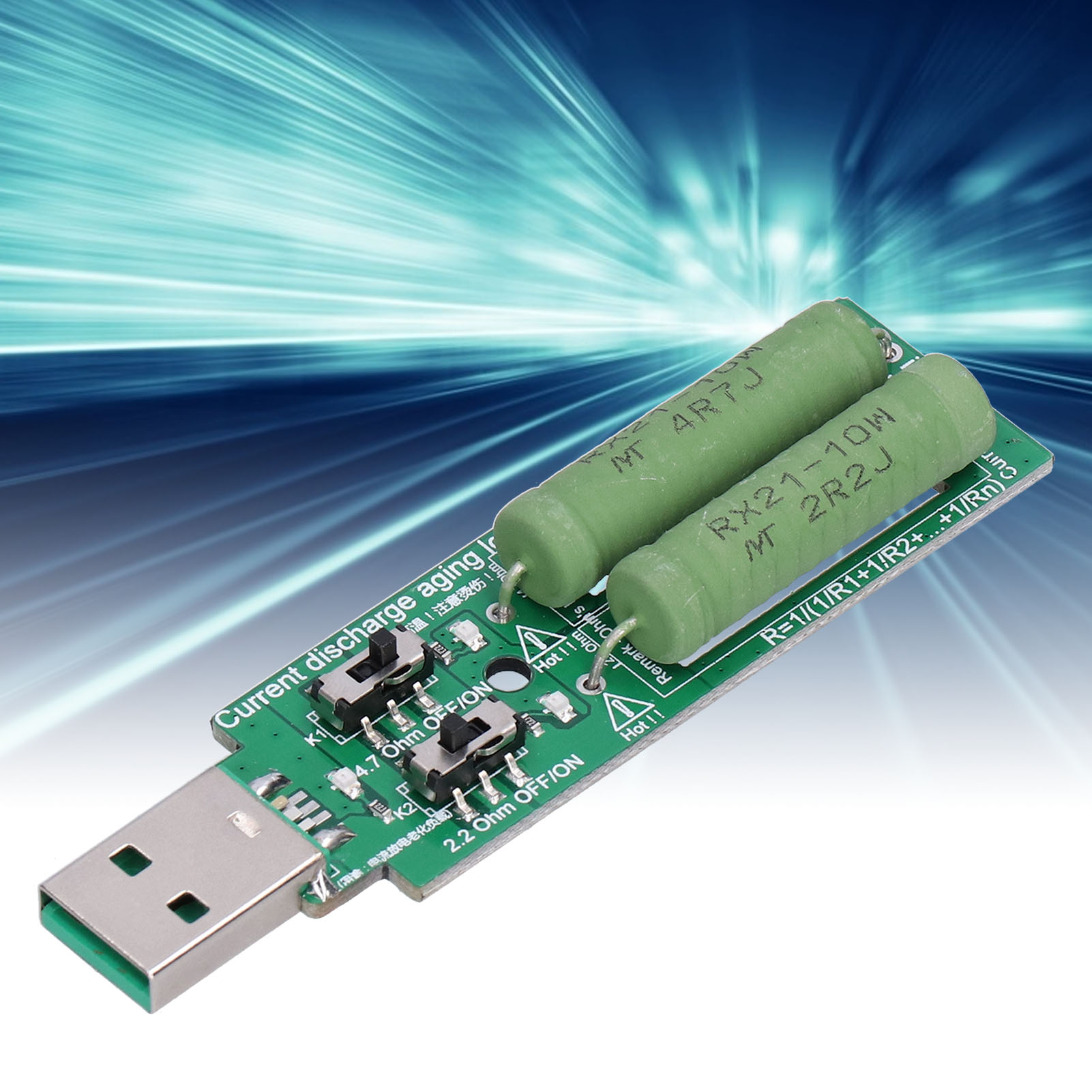 2a/1a Usb-lasttester Mit Stromerkennung Und Alterungsentladungswiderstand, 5v Dc, Mit Schalter.