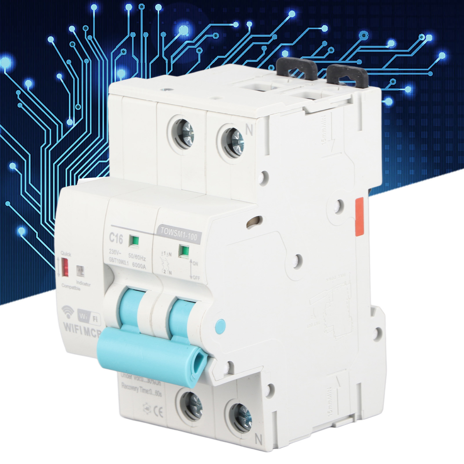Towsm1-100 Wlan-fähiger Intelligenter Leitungsschutzschalter, 230 V Wechselstrom, 16 A