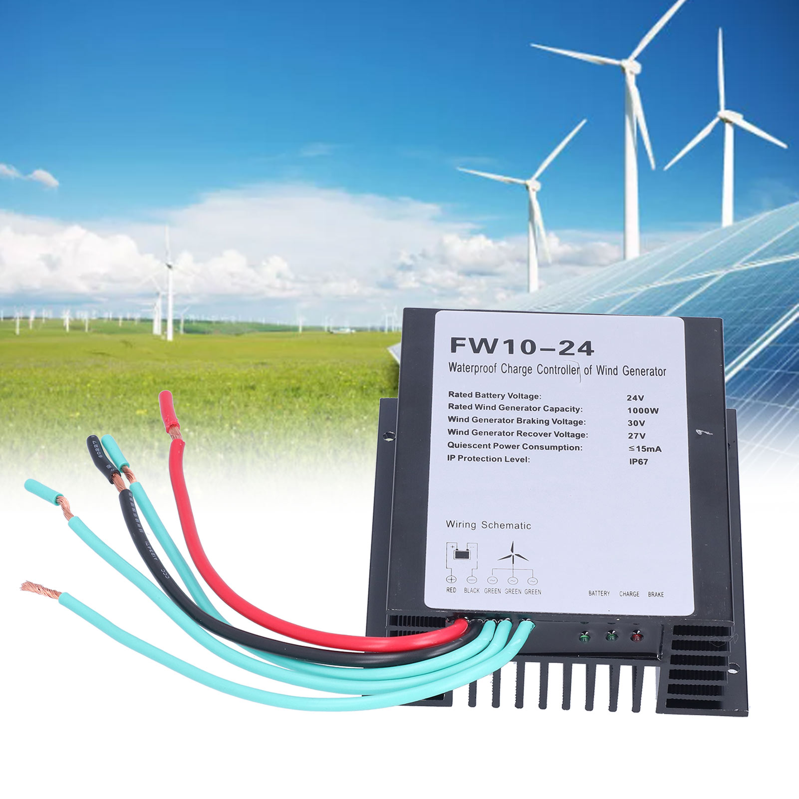 Fw10-24 1000w 24v Windturbinengenerator-controller Für Wasserdichte Hauswindkraftanlagen