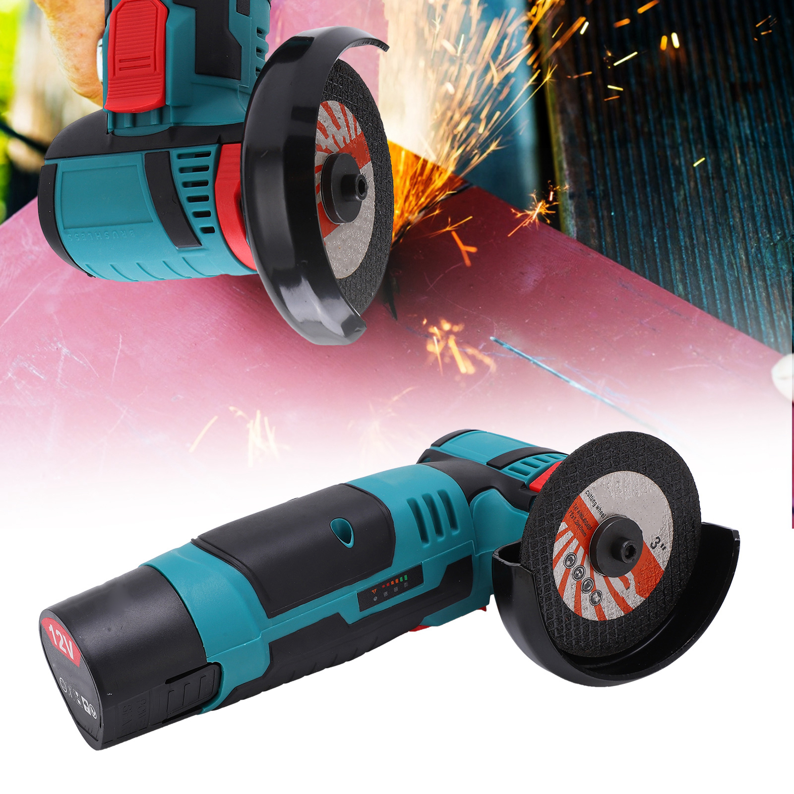 12v Bürstenloser Multifunktions-winkelschleifer/schneidmaschine, Kleiner Wiederaufladbarer Lithium-akku-schleifer, Tragbares Elektrowerkzeug, Europäischer Standard.