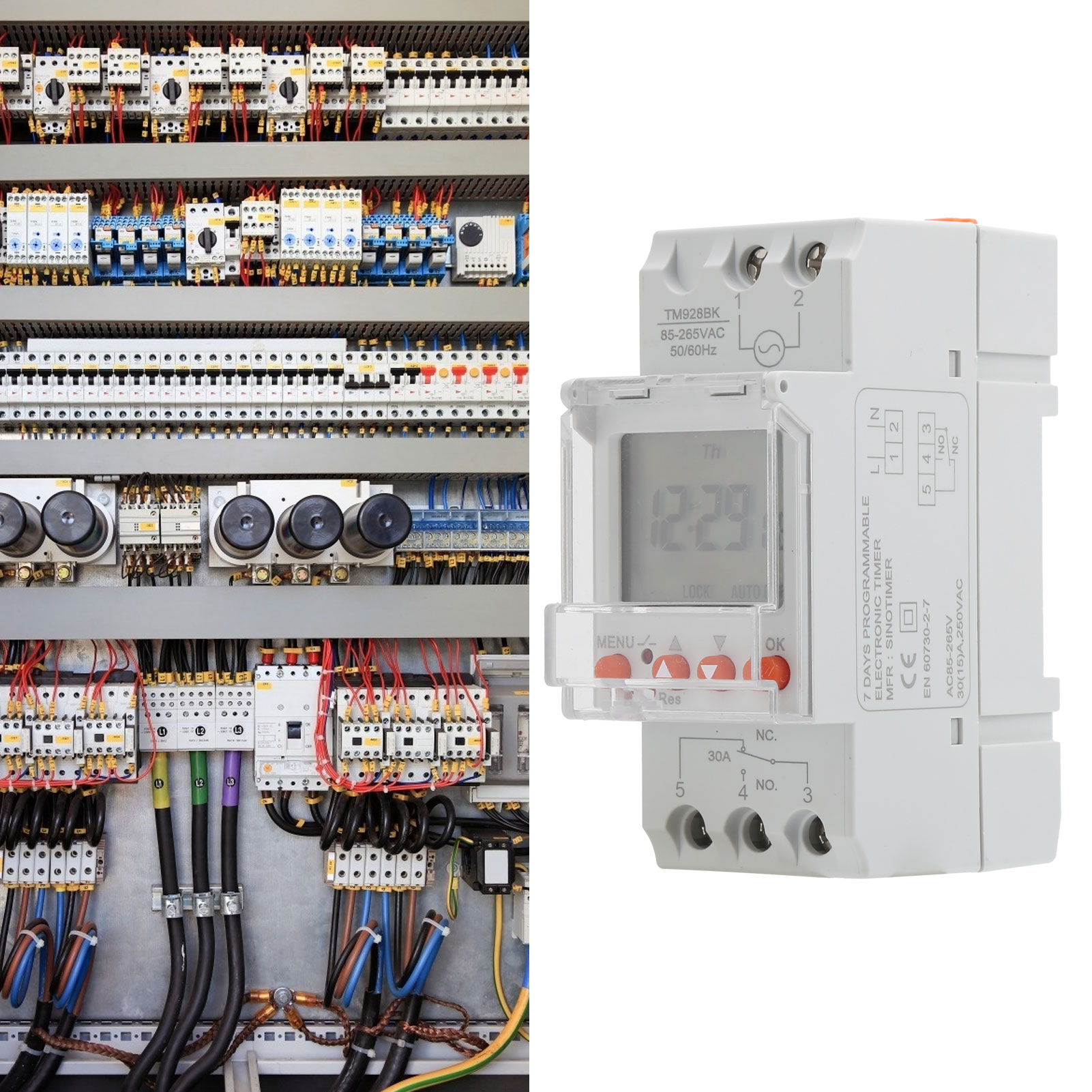 Tm928bk Intelligentes Breitbilddisplay Mit Integriertem Akku, Schienentimer, Hintergrundbeleuchtung, 85–265 V, 30 A