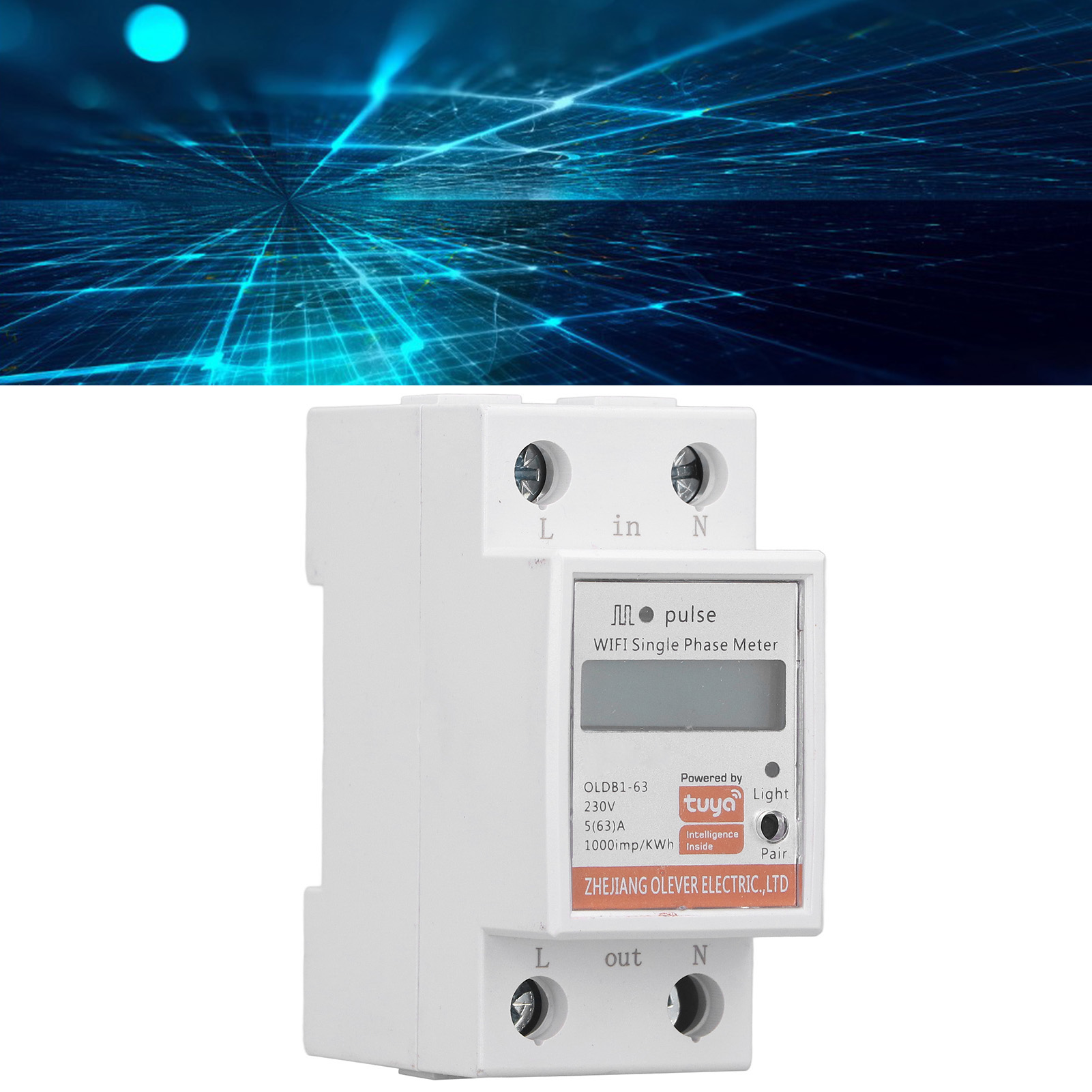 Tuya Oldb1-63 Intelligenter Prepaid-stromzähler, Einphasig 2p, Din-schienenmontage, Mit Lcd-bildschirm.