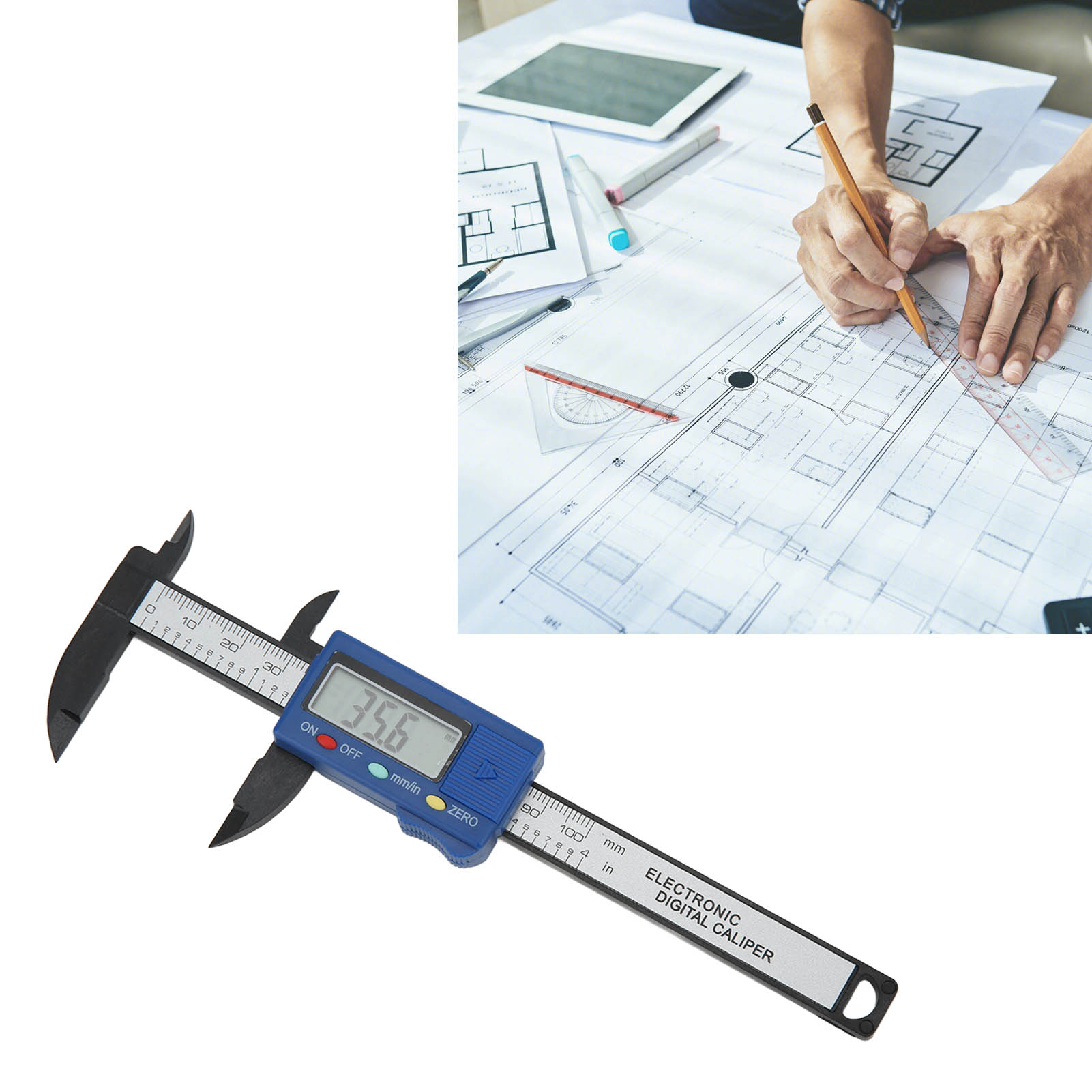 Elektronischer Digitaler Messschieber 0-100 Mm, Vollständig Aus Kunststoff, Für Lernzwecke.