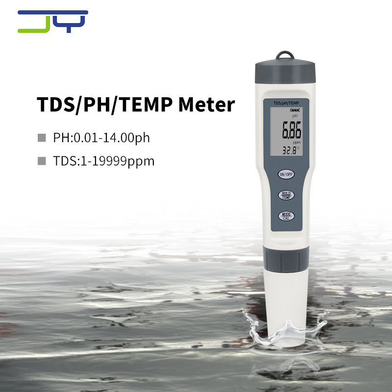 Drei-in-eins-stift Zur Wasserqualitätsanalyse: Ph-wert, Tds, Leitfähigkeit Und Temperatur Säuremessstift Hintergrundbeleuchtung.