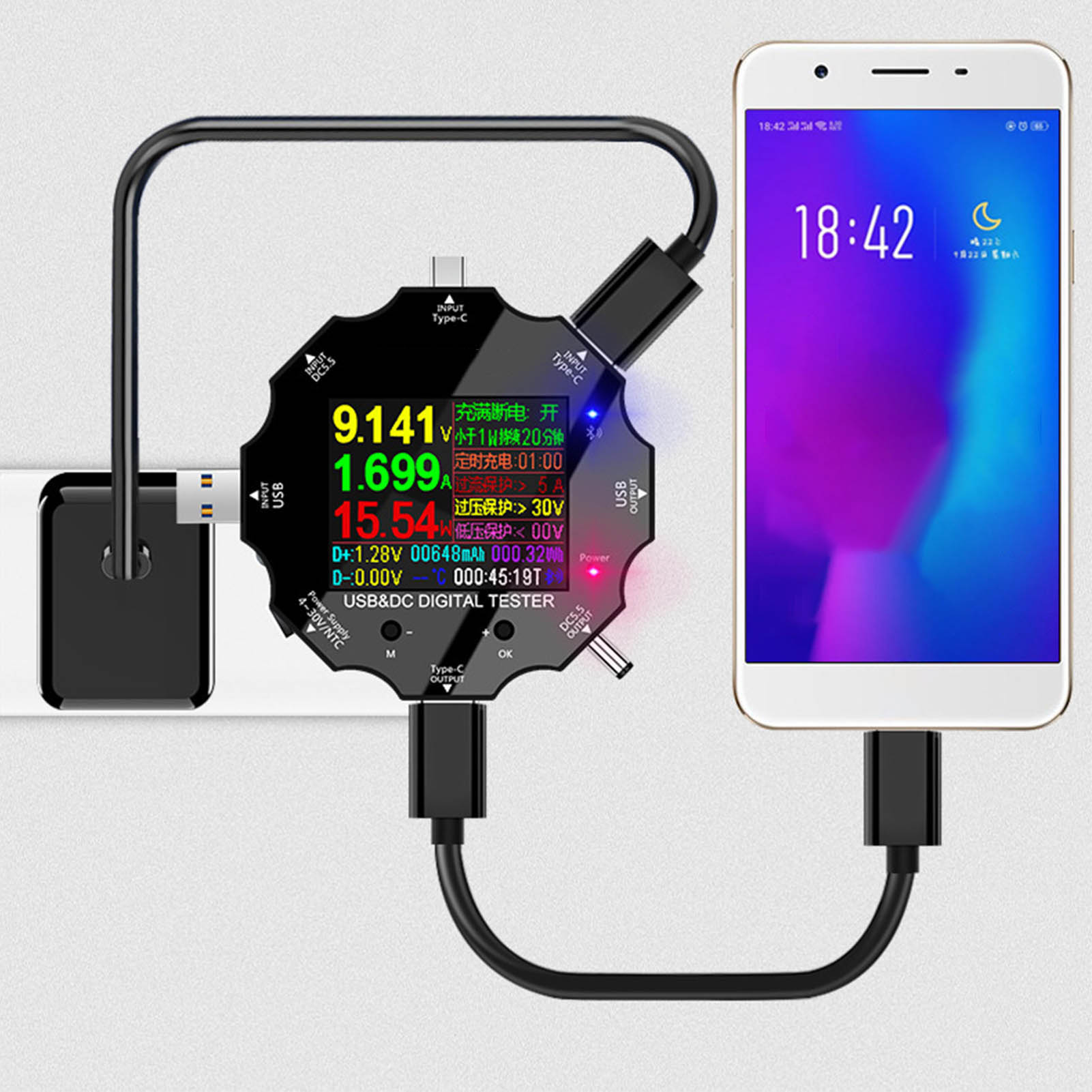 Ud18 Bluetooth-lasttester, Usb-dc-tester, Digitales Voltmeter Und Amperemeter (3,6–32 V)