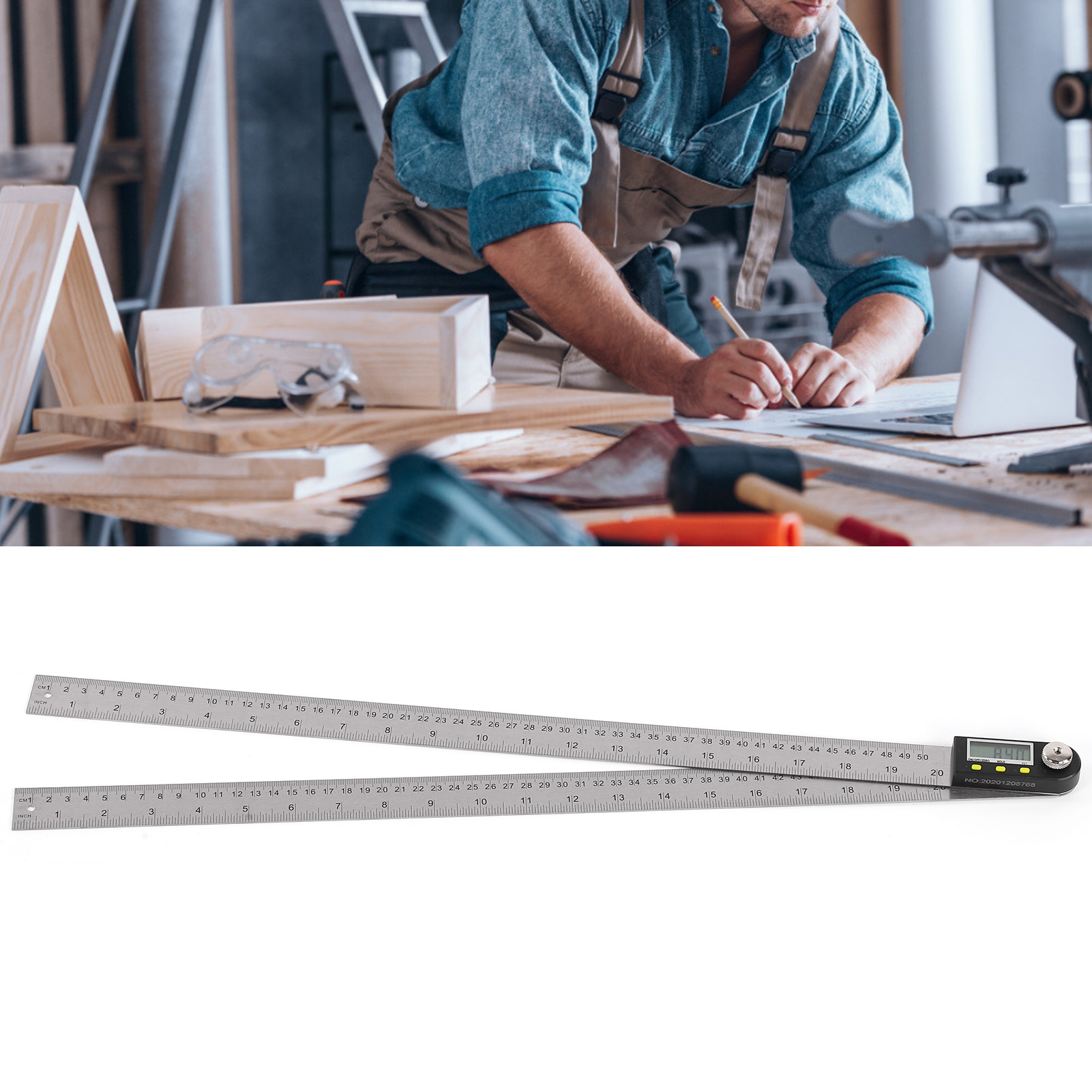 500 Mm Winkelmesser Aus Edelstahl, Neu, Mit Elektronischer Digitalanzeige, Winkelmesser, Edelstahl-holzbearbeitungslineal, Winkelmessgerät, 360-grad-multifunktion