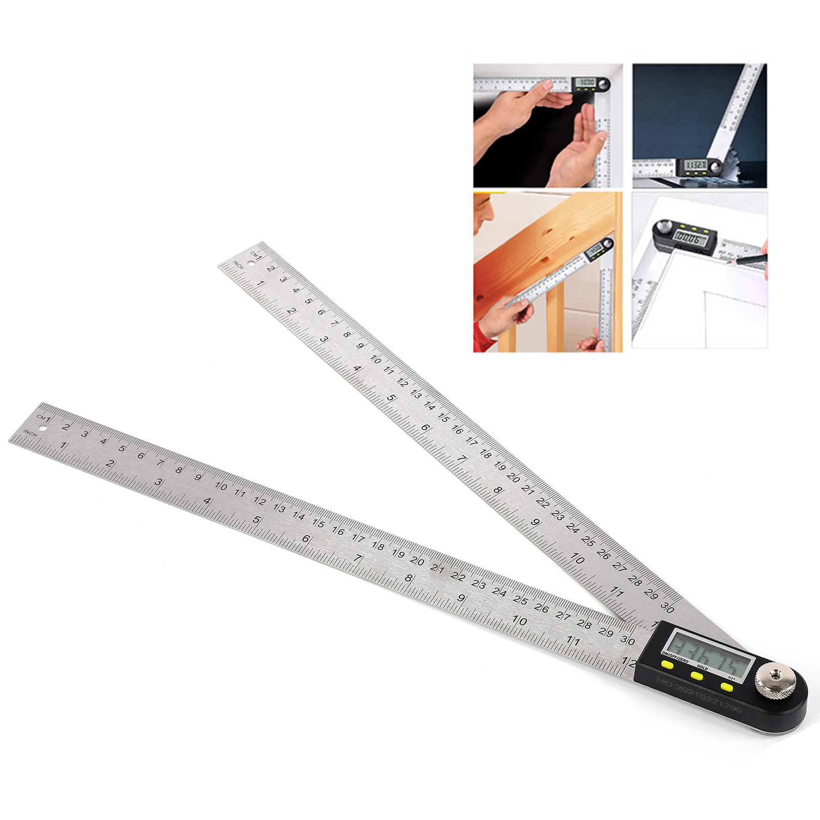 300-mm-winkelmesser Aus Edelstahl Mit Elektronischer Digitalanzeige, Winkelmesser, Edelstahl-holzbearbeitungslineal, Winkelmessgerät, 360°-multifunktionswinkel