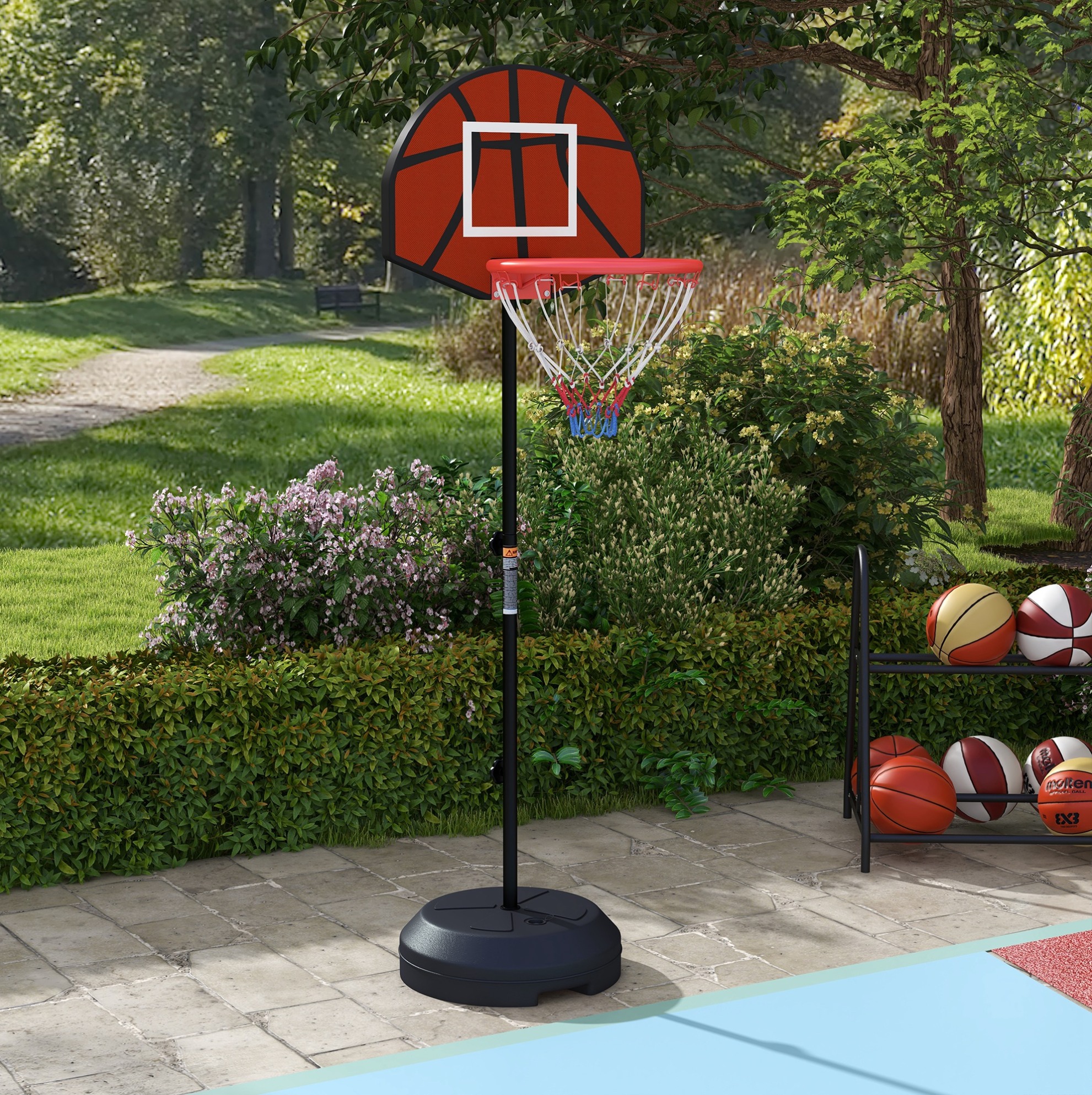 Verstellbarer Basketballkorb 129–179 Cm Mit Standfuß, Magnetische Dartscheibe, Stahl Havrya