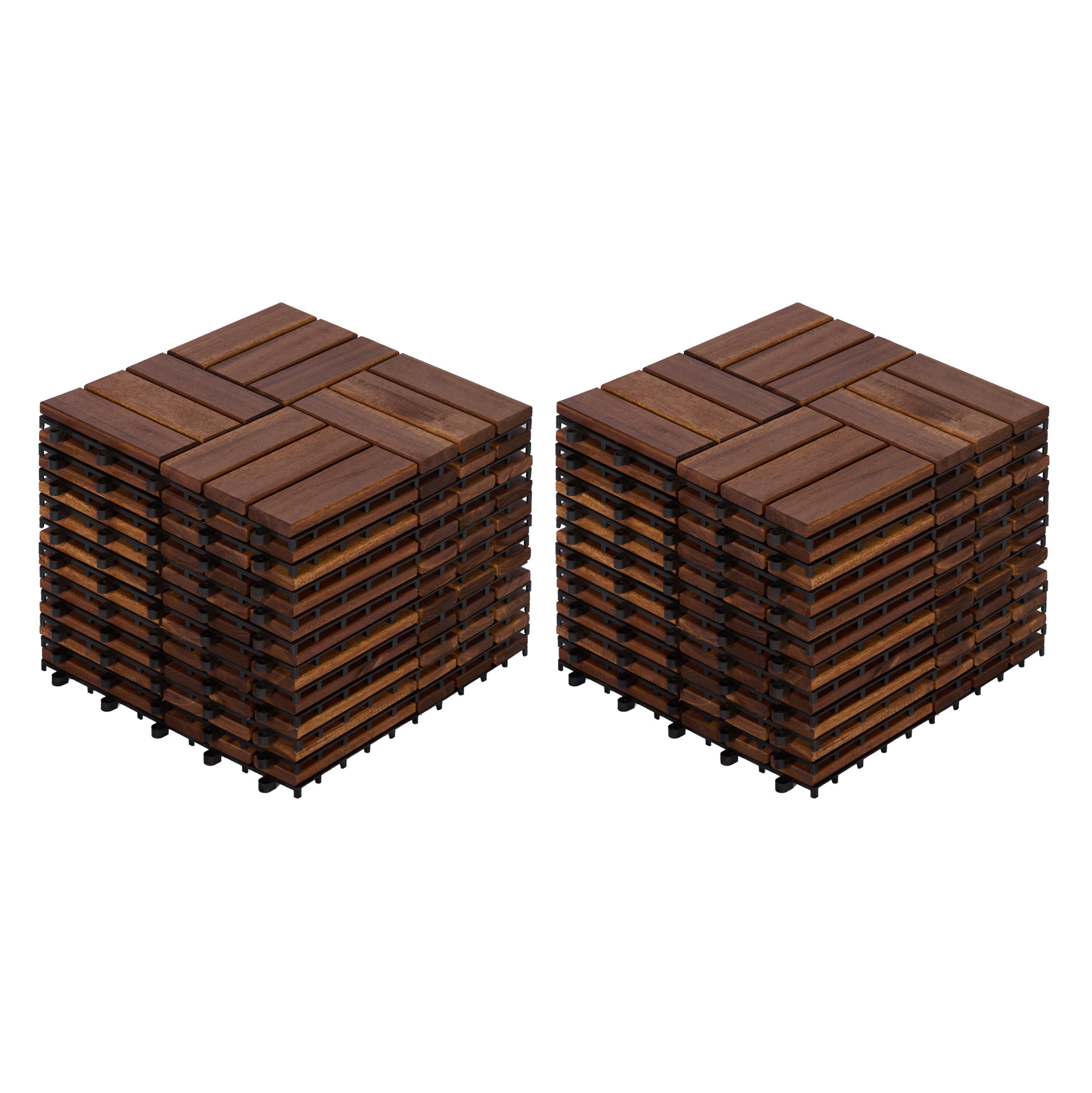 Steck-terrassenfliesen 30 X 30 Cm Aus Akazienholz, 22 Stück, Braun Havrya