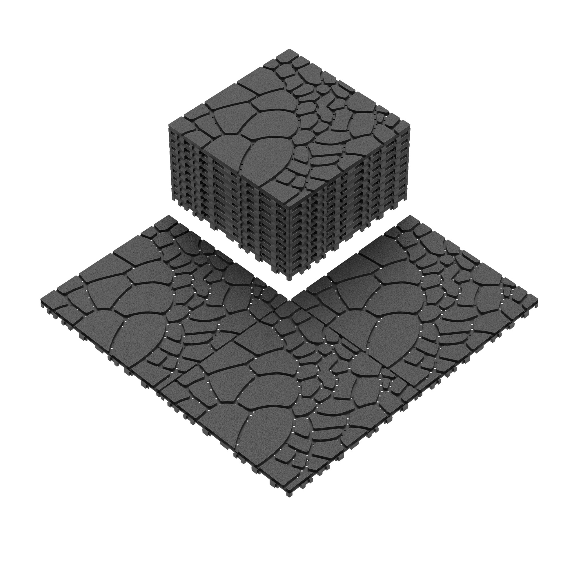 Steckbare Terrassenfliesen 30,5 X 30,5 X 2 Cm, Pp, Dunkelgrau, 44 Stück Havrya