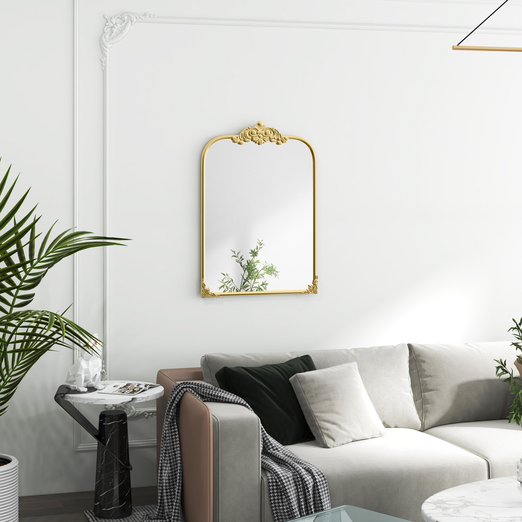 Dekorativer Wandspiegel 60 X 87 Cm Im Barockstil, Goldener Metallrahmen, Havrya