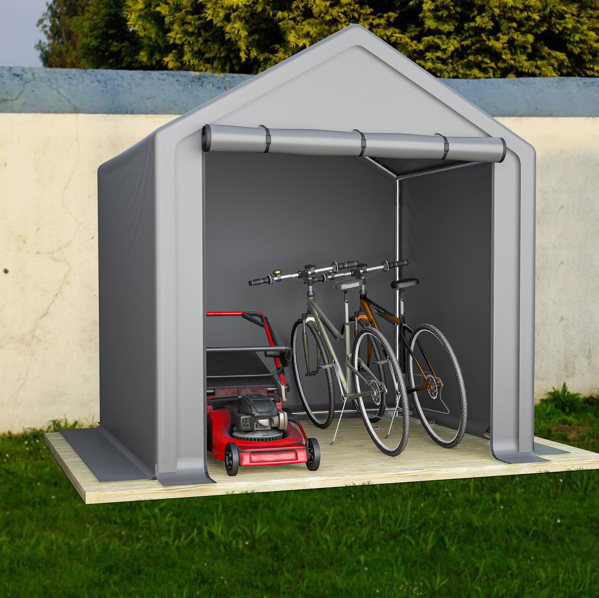 Fahrradgarage 190 X 170 X 200 Cm, Verzinkter Stahl, Pe-plane 170 G/m², Dunkelgrau Havrya