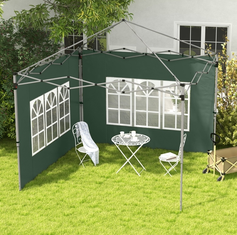 Seitenwände Für Pavillon 3 X 3 / 3 X 4 M Mit Fenster, Grün Havrya