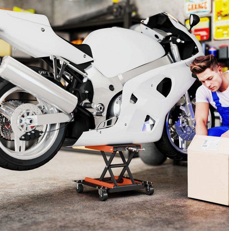 Motorradheber 500 Kg, Höhenverstellbar 135-390 Mm, Rollen, Orange Havrya