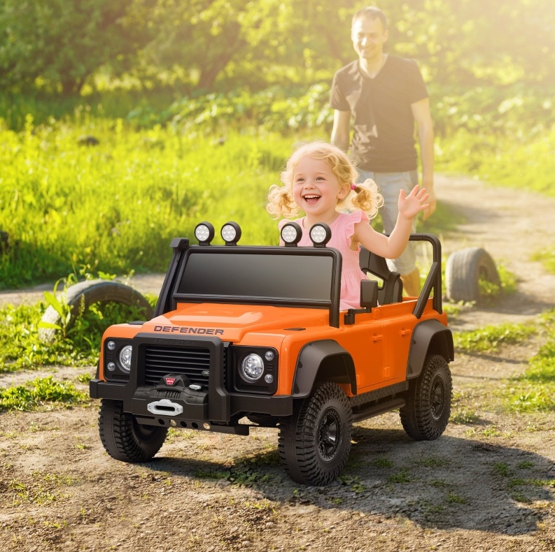 Elektrisches Kinderauto Land Rover Defender 110 Svx 12v Mit Fernbedienung, Orange Havrya