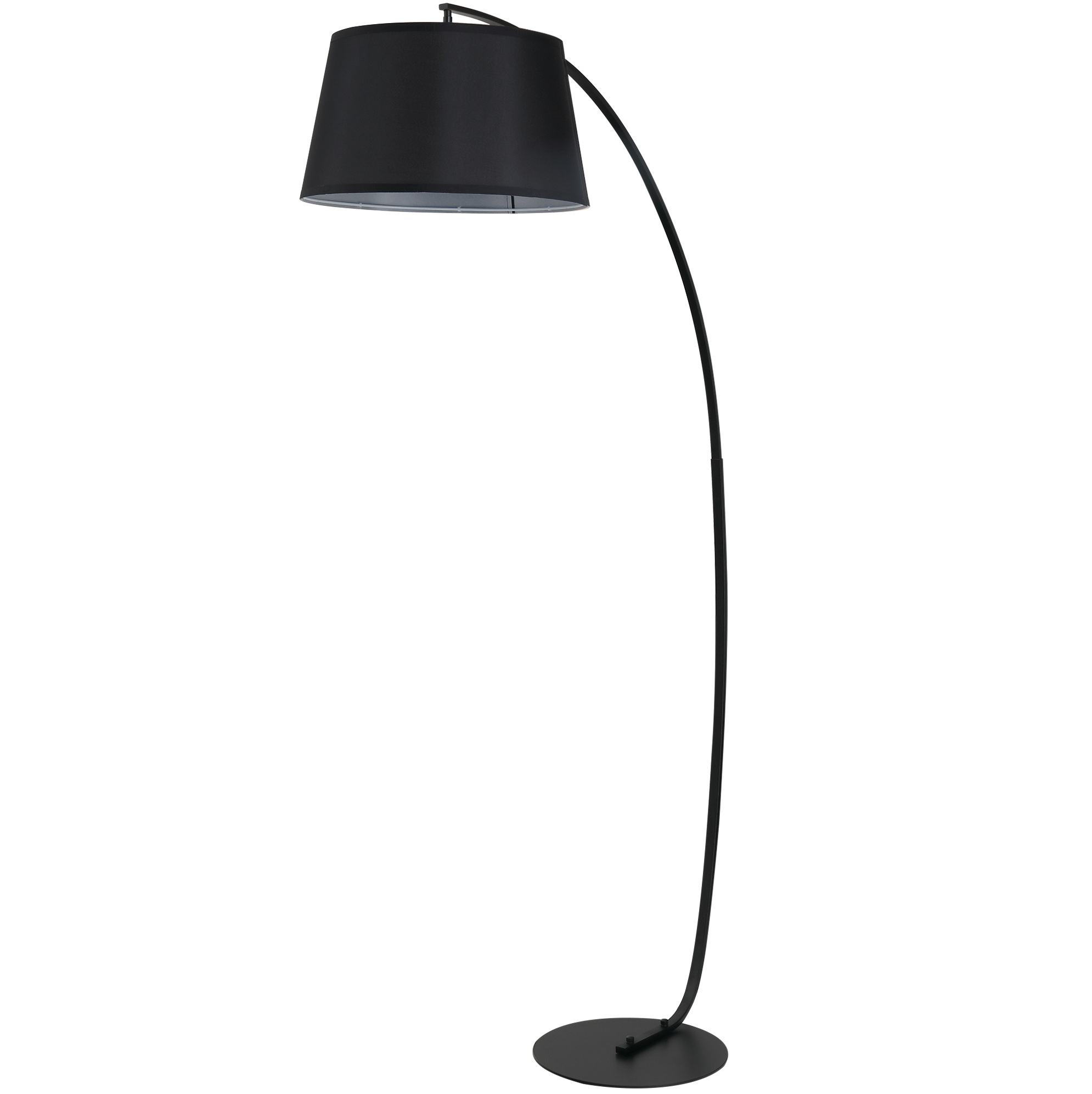 Bogen-stehlampe Aus Schwarzem Metall, Textilschirm, Fußschalter, E27, 40 W, Havrya