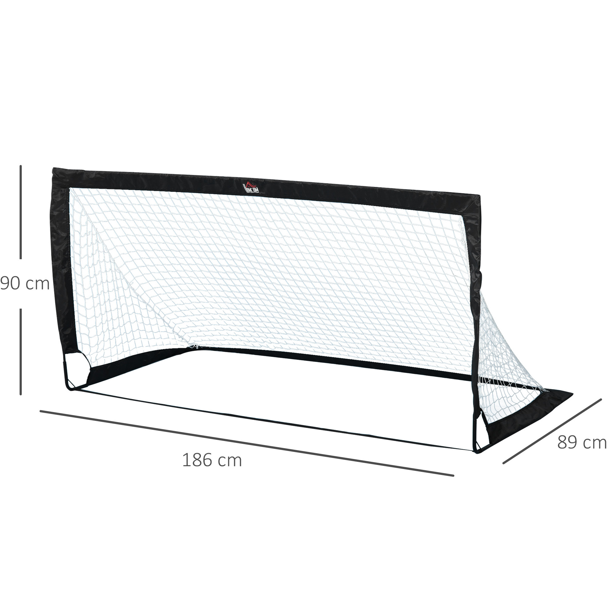 Faltbare Fußballtore 2er-set, Stahl Und Pe-netz, 186 X 90 X 89 Cm, Schwarz Havrya