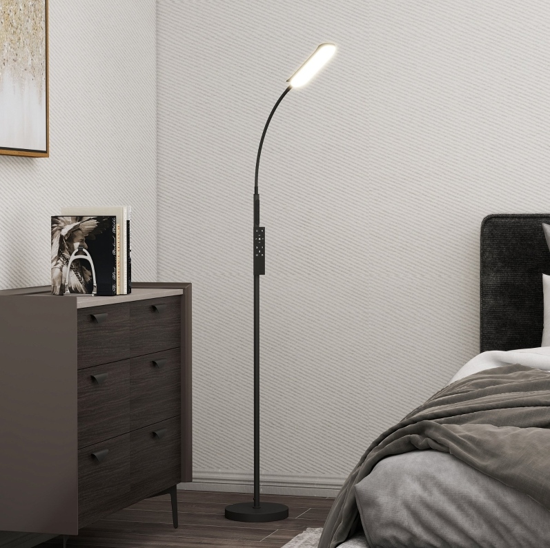Dimmbare Led-stehlampe Mit Fernbedienung, 360°-schwanenhals, Schwarz Havrya