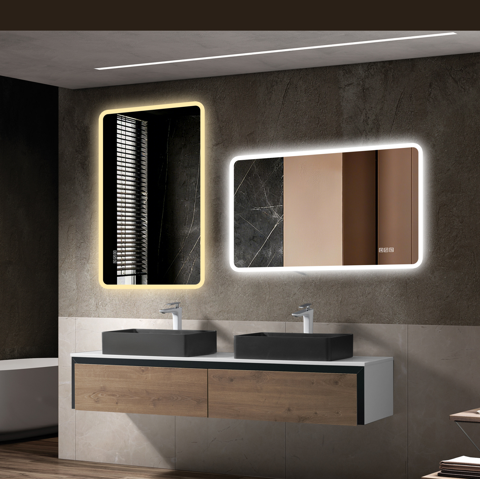 Led-badezimmerspiegel 60 X 120 Cm, Beschlagfrei, 3 Farben, Dimmbar Havrya
