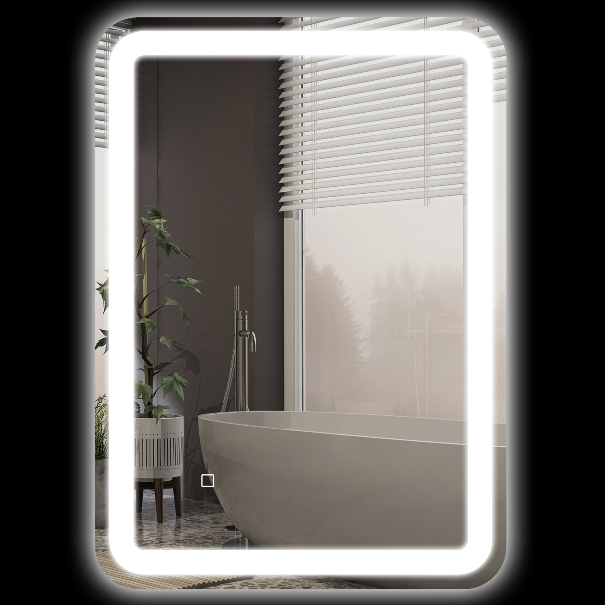 Led-badezimmerspiegel 50 X 70 Cm, 3 Lichtfarben, Beschlagfrei, Ip44 Havrya