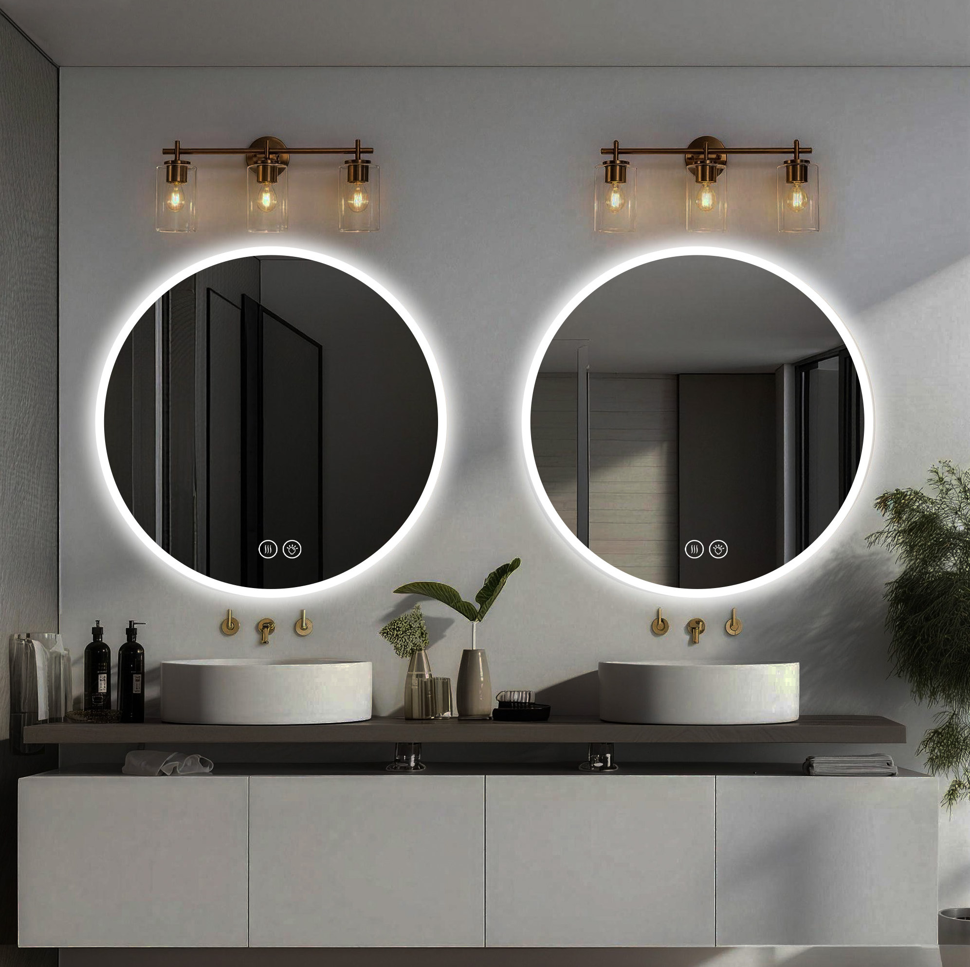 Led-badezimmerspiegel 80 Cm Rund, Beschlagfrei, Dimmbar, Touch Havrya