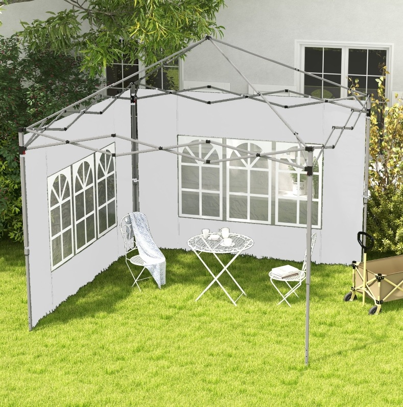 Pavillon-seitenwand 3x3/3x4 M Mit Fenster, 2er-set, Weiß Havrya