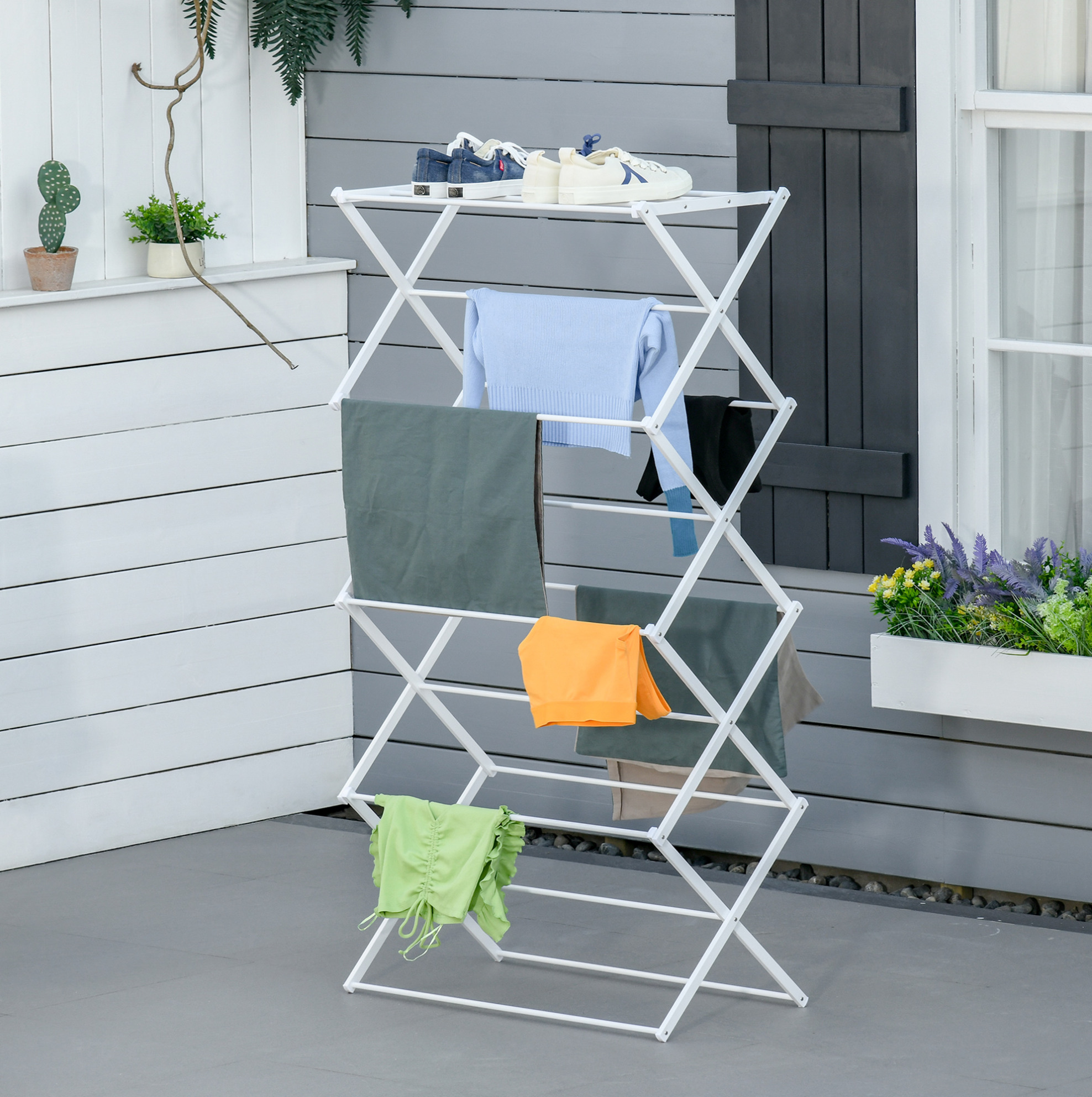 Klappbarer Wäschetrockner-turm Mit 8 Ebenen, 74 X 35 X 144 Cm, Weiß Havrya