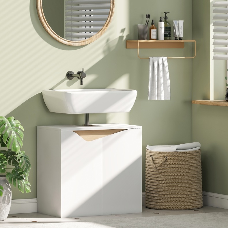 Waschbeckenunterschrank 60 X 35 X 57,9 Cm Mit Soft-close-türen Weiß Havrya