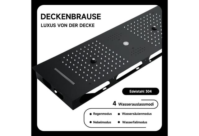 Duschsystem,900 X 300 Mm 4 Funktions Led Musik Duschkopf (regen, Sprühstrahl, Wasserfall, Wassersäule),ganzkörper Duschsystem,decken Wasserfall Duschset,thermostatisches Duschventil Mit 6 Funktionen
