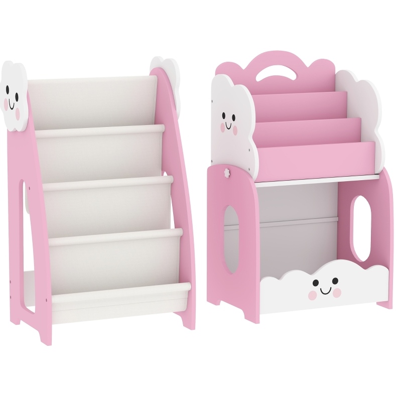 Meubliv Kinderbücherregal 85,5 X 32 X 72 Cm, Rosa – 3-in-1-aufbewahrung