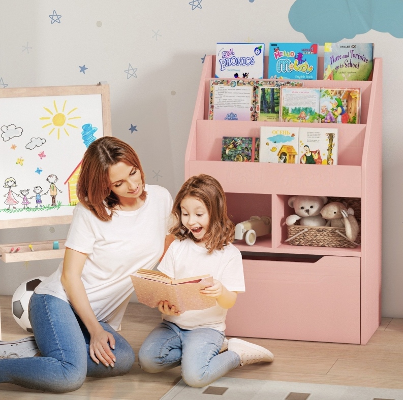 Meubliv Kinderbücherregal Rosa 60 X 29,9 X 90 Cm Mit Schublade Und Kippschutz