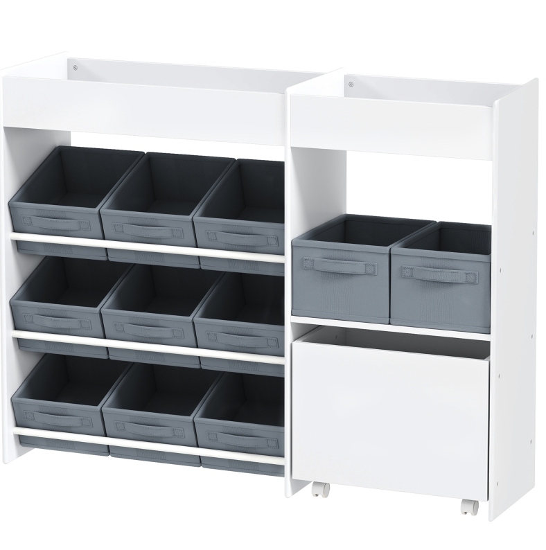 Meubliv Kinder-aufbewahrungsmöbel 105x30x80 Cm Weiß – 11 Stoffboxen