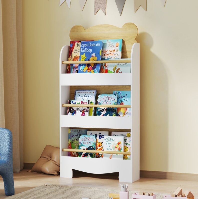 Meubliv Kinderbücherregal 55x15x110 Cm Weiß – Sicheres 3-stufiges Aufbewahrungsregal