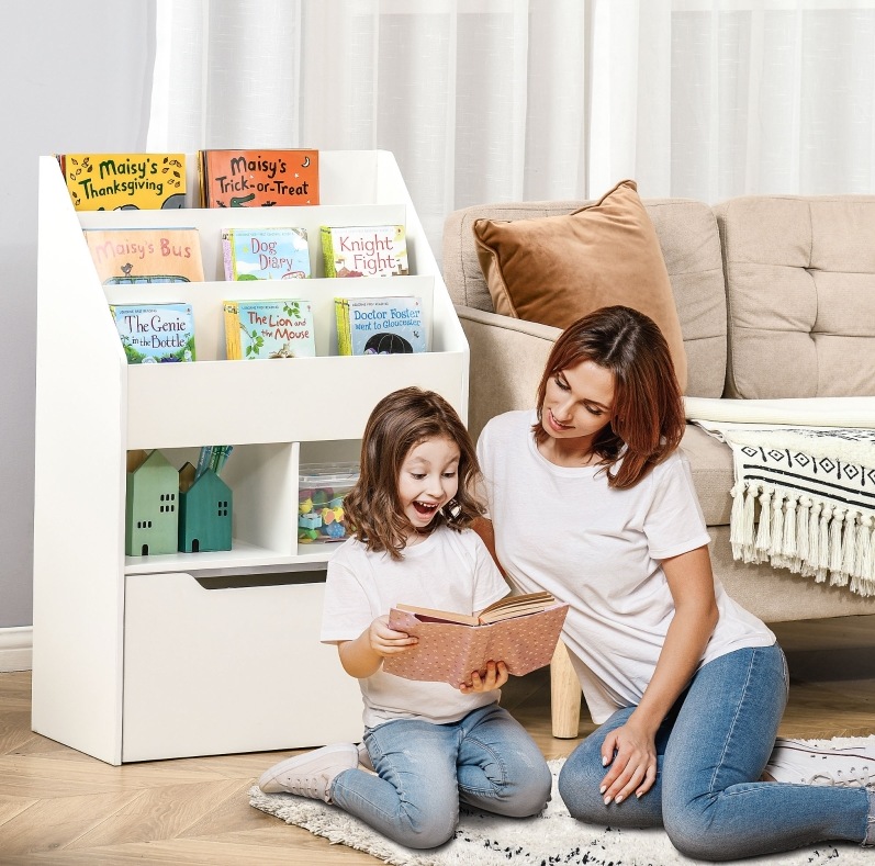 Meubliv Kinderbücherregal 60 X 29,9 X 90 Cm Weiß – Mit Schublade