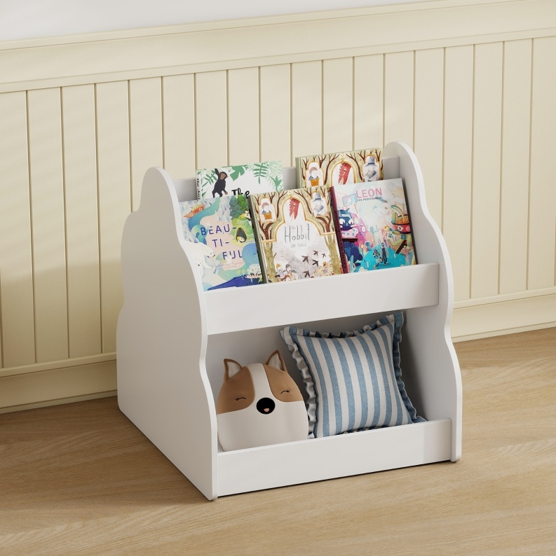 Meubliv Kinderbücherregal 54 X 50 X 56 Cm Weiß – Mit Rollen, Offene Aufbewahrung