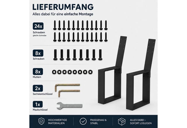 DanDiBo 2x Bankbeine Metall Schwarz mit Lehne Set Massiv DIY Bank Füße 96478 Sitzgestell für Gartenbank Bankgestell Robust Stabil