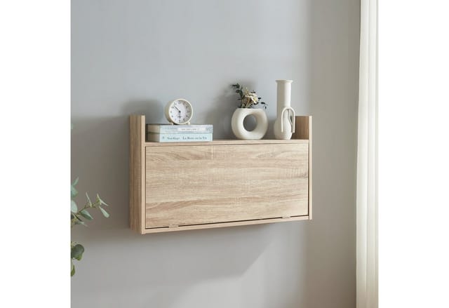 [en.casa] - Klappschreibtisch Rautalampi 83x48x14,5 cm Weiß/Eiche-Optik