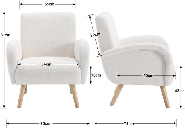 Wahson Office Chairs - Relaxsessel für Wohnzimmer aus Holz mit Holzbeine Armlehnen Weiß Wahson