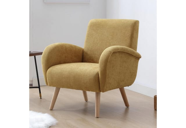 Wahson Office Chairs - Relaxsessel für Wohnzimmer aus Holz mit Holzbeine Armlehnen Gelb Wahson