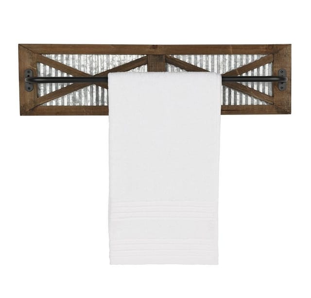 Mucola - Handtuchhalter Groß braun 60 x 15 Massivholz Verzinktes Metall Küche Bad