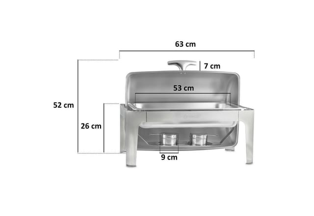 Elektrischer Edelstahl Chafing Dish mit gn 1/1 Behälter, 9 Liter, bis 80°C mit Display - Mahlzeit