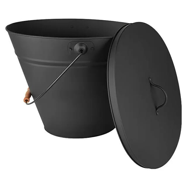 Weitere - Ascheeimer oval, mit Deckel matt/schwarz, BxTxH = 38x26x35 cm Ascheeimer
