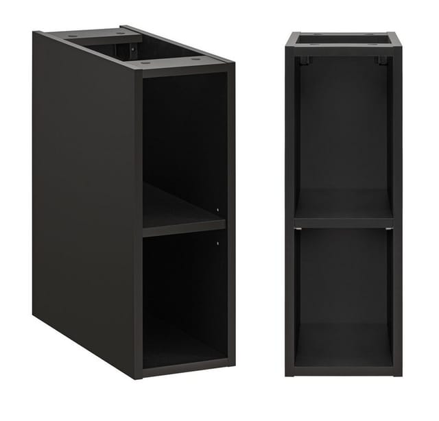Lomadox - Waschbeckenunterschrank mit Regal 80 cm XANTEN-56 in anthrazit mit Eiche Nb. schwarz gerillt, b/h/t: ca. 80,6/59,2/46,5 cm
