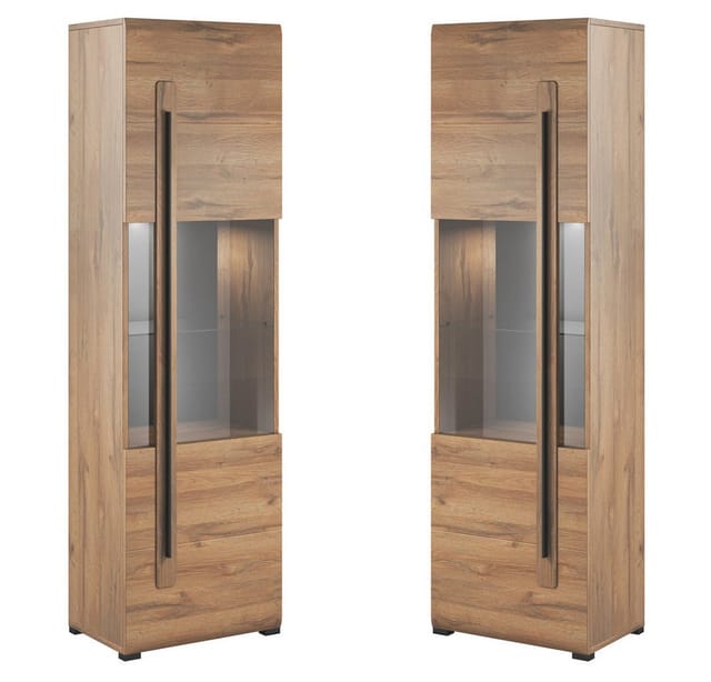 Wohnzimmer Set inkl. Wohnwand Sideboard und Couchtisch TURDA-83 in Eiche Grandson Nb. mit led Beleuchtung, b/h/t: ca. 320/104/50 cm