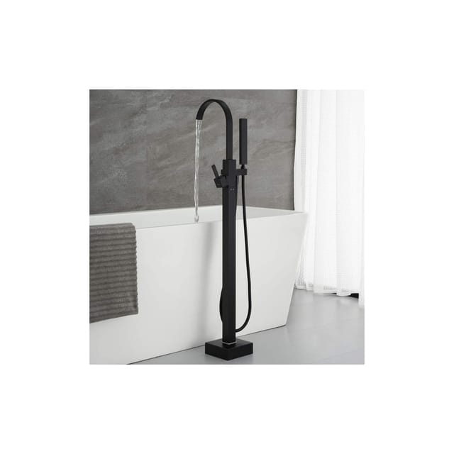 Home Deluxe - Design Standarmatur sky Farbe: Matt Schwarz Standarmatur Freistehend Wannenarmatur Wasserfallauslauf