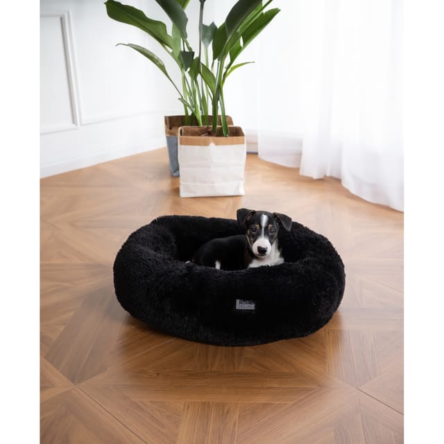 Home Deluxe - Haustierbett muffin Farbe: Schwarz, Größe: l Tierbett Haustierbett Katzenbett Hundebett
