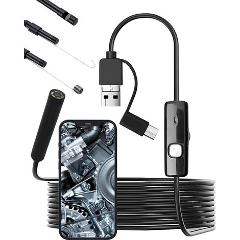 1920p Hd-endoskopkamera Mit 8 Led-leuchten, 5,5-mm-schlangeninspektionsendoskop Mit Usb-, Typ-c- Und Micro-usb-anschlüssen, Ip67 Wasserdichte Endoskopkamera Für Android-smartphones Und Computer (5 M)
