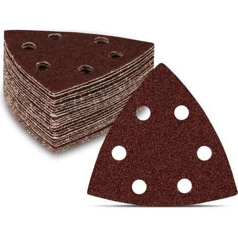 120-teiliges Set Dreieckiger Schleifscheiben, 6 Löcher, 93 X 93 X 93 Mm (je 20 Scheiben, Körnung 40/60/80/120/180/240) Für Schleifmaschinen. Schleifblätter, Schleifpapier.