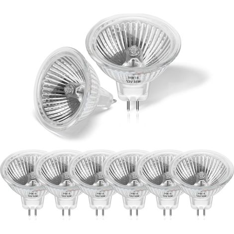 8er-pack Halogenlampen, 35 W, 12 V, Mr16, Gu5.3, 350 Lm, Dimmbar, Warmweiß (2800 K), Für Decken- Und Schienenbeleuchtung